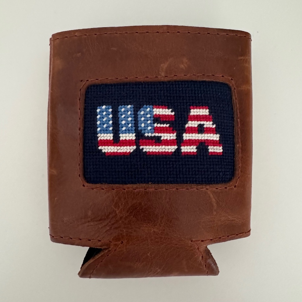 Smathers & Branson USA Koozie - Leather & Needlepoint